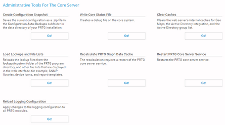 PRTG Core Server Administrative Tools