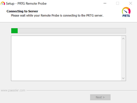 Remote Probe Setup Connecting to the PRTG Core Server